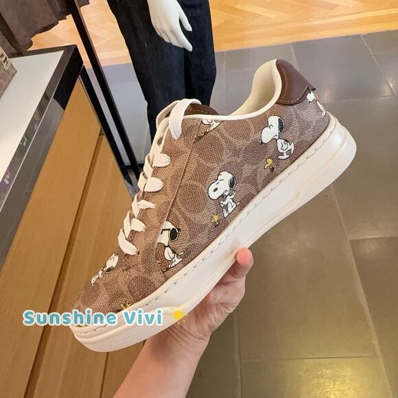 NEW Limited Coach X Peanuts Woman CBZ77 Sneaker Signature Canvas Shoes US 7 - Picture 3 of 9